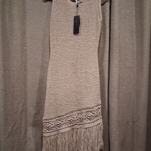 BCBGMaxAzria Beige Fringe Mini Dress